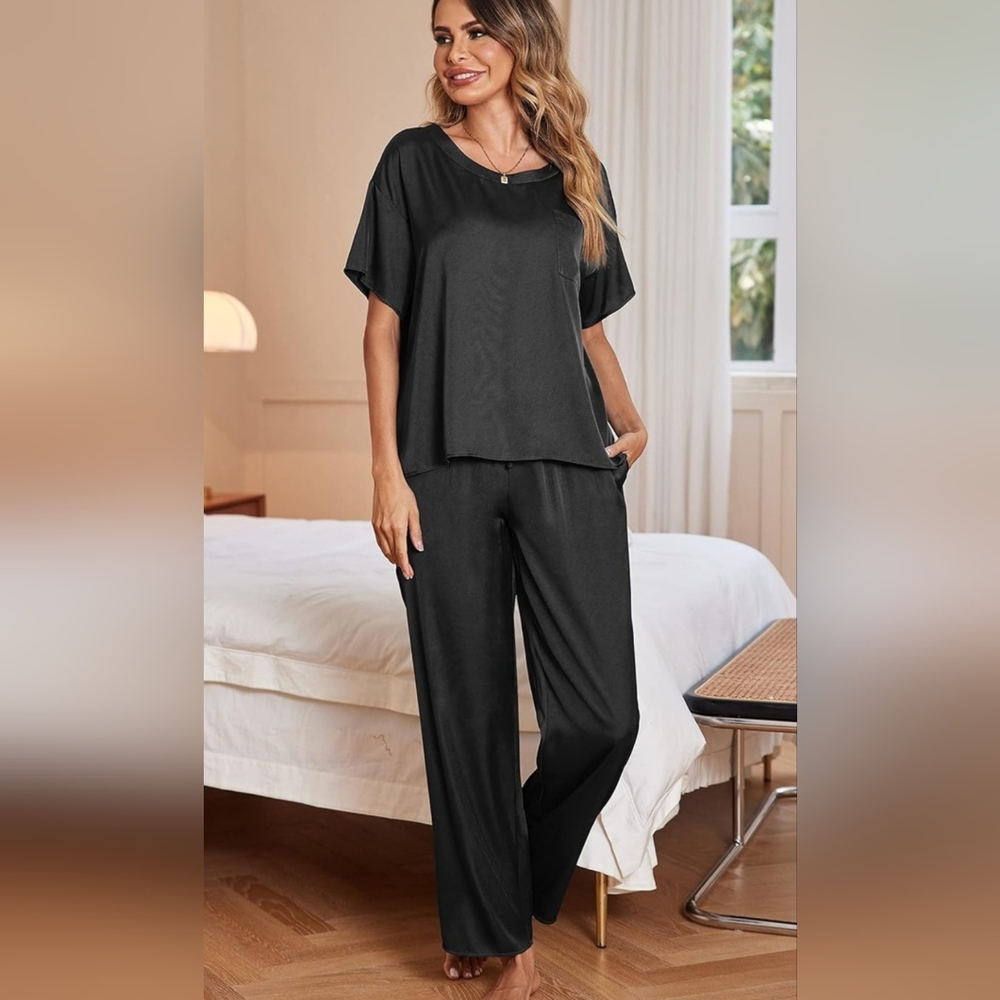 Womens Satin Silky Pajama Set